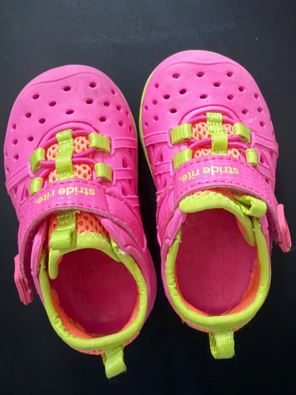 Phibian Stride Rite Bright Pink and Yellow Kids Water Shoes